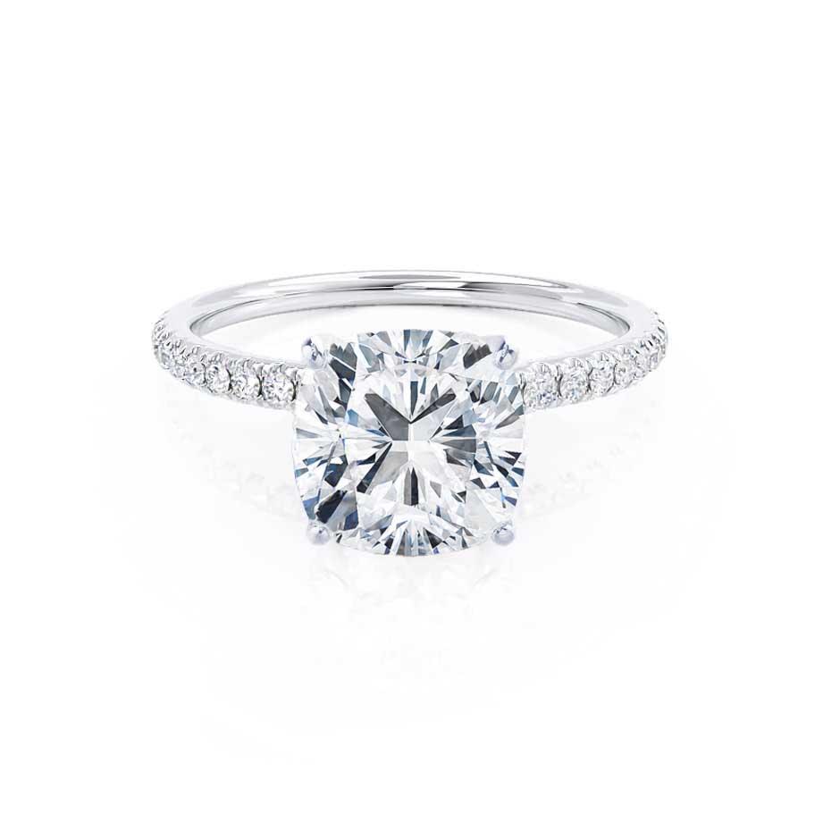 0.8 CT Cushion Pave Lab Grown Diamond Engagement Ring