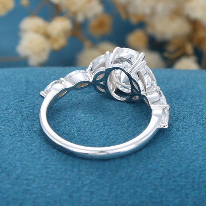 1.33 CT Oval Cluster Lab Grown Diamond Engagement Ring