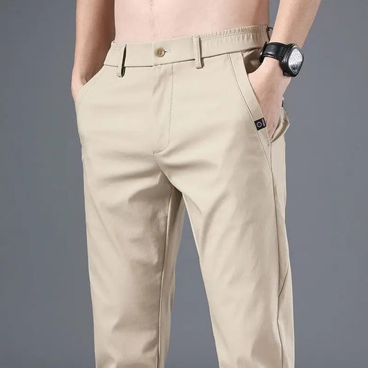 Business Men Casual Suit Pants Spring Summer New Social Office Thin Male Clothes Fashion Streetwear Khaki Straight Trousers 5XL