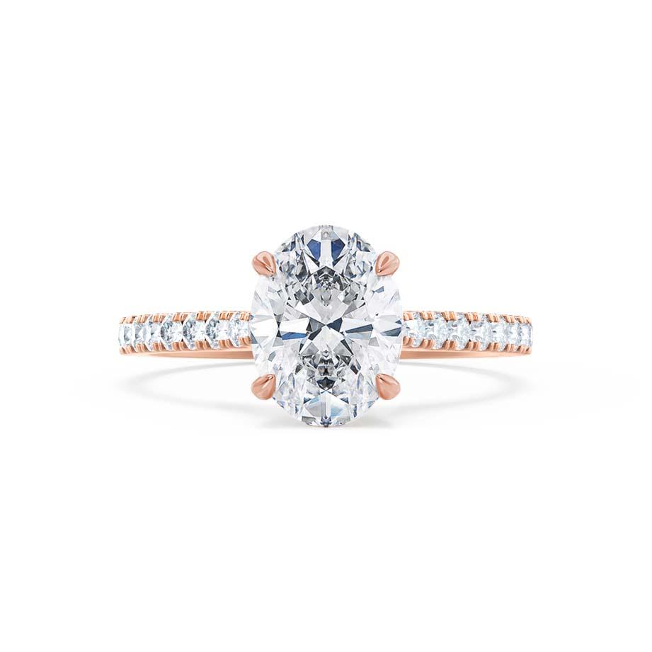 1.5 CT Oval Pave Lab Grown Diamond Engagement Ring