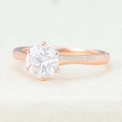0.88 CT Round Solitaire Lab-Grown Diamond Engagement Ring