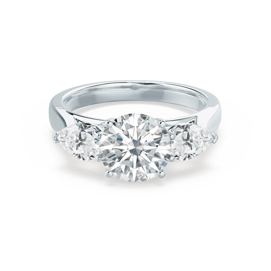 1 CT Round Three Stone Lab Grown Diamond Engagement Ring