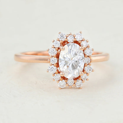 1 CT Oval Cluster Lab-Grown Diamond Engagement Ring