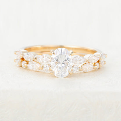 0.84 CT Oval Pave Lab Grown Diamond Bridal Set