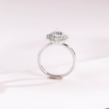 Stunning 1.0 - 2.0 CT Pear Moissanite Engagement Ring with Cluster Design 5