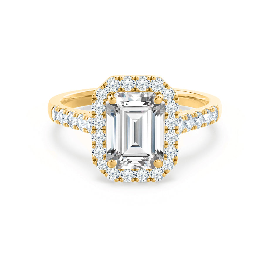 2 CT Emerald Halo & Pave Lab Grown Diamond Engagement Ring